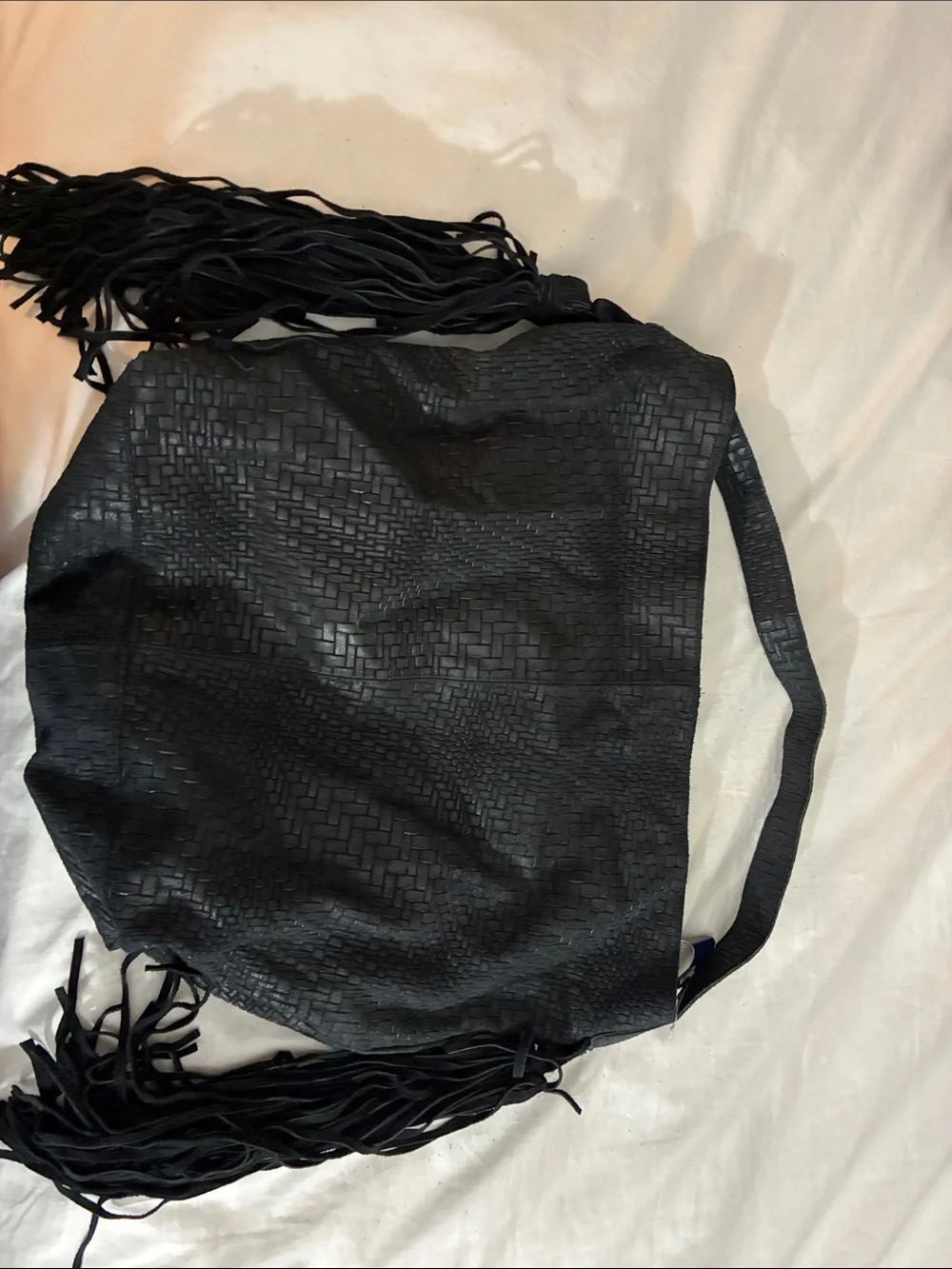 Black Woven Fringe Hobo Vimoda Bag - Women
